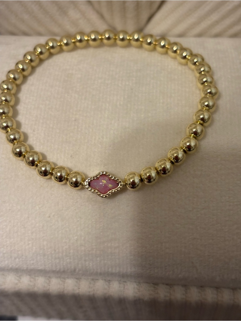 Kendra Scott Gold Beaded Bracelet with Pink Marquise Stone